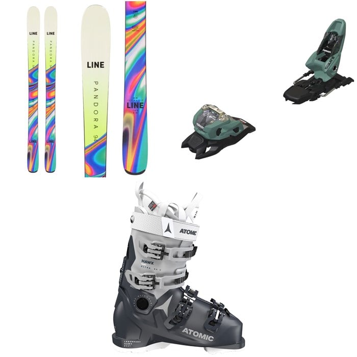 Line Skis - Pandora 94 Skis - Women's + Marker Squire 11 Ski Bindings + Atomic Hawx Ultra 95 S W GW Ski Boots - Women's 2023