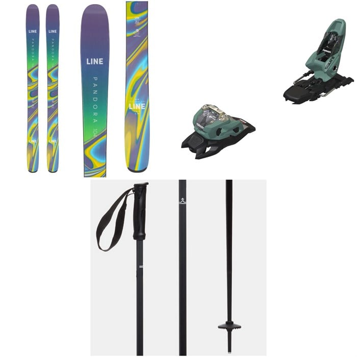 Line Skis - Pandora 104 Skis - Women's + Marker Squire 11 Ski Bindings + evo Merge Ski Poles 2023