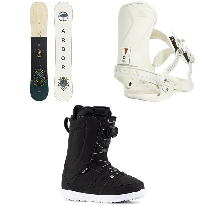 Arbor - Cadence Rocker Snowboard + Arbor Sequoia LTD Snowboard Bindings + Ride Sage Snowboard Boots - Women's 2023