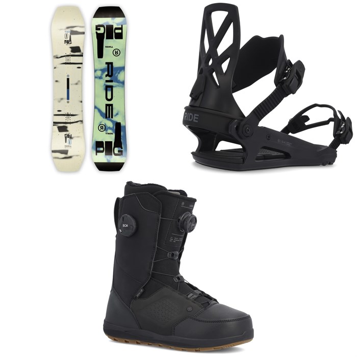 Ride - Twinpig Snowboard +  C-4 Snowboard Bindings + Lasso Boa Snowboard Boots 2023