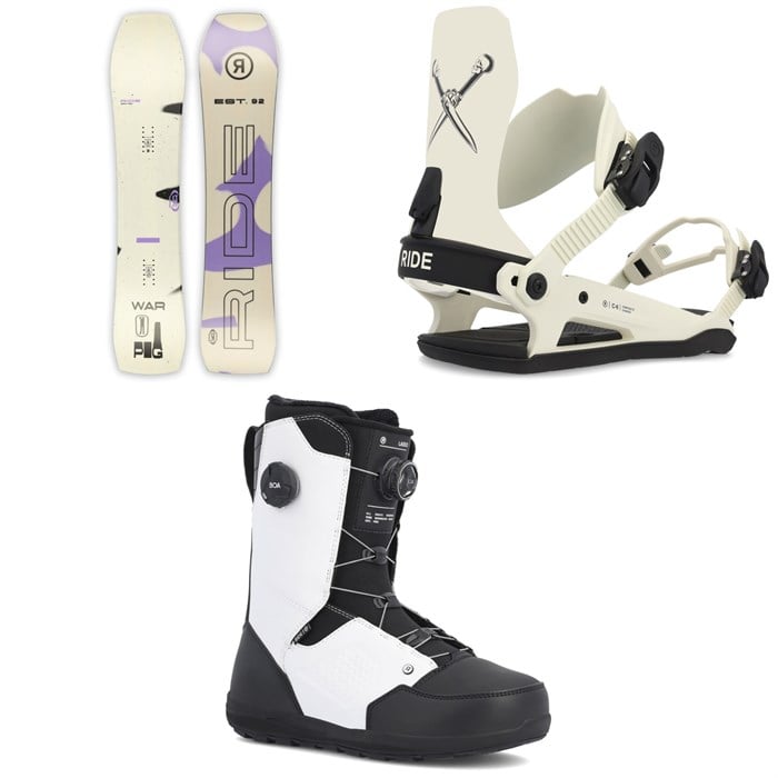 Ride - Warpig Snowboard + C-6 Snowboard Bindings + Lasso Boa Snowboard Boots 2023