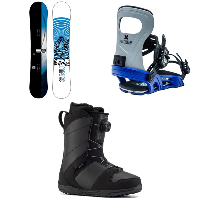 GNU - GWO BTX Snowboard + Bent Metal Joint Snowboard Bindings + Ride Anthem Snowboard Boots 2023