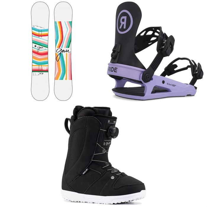 GNU - B-Nice BTX Snowboard + Ride CL-4 Snowboard Bindings + Ride Sage Snowboard Boots - Women's 2023
