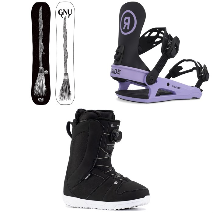 GNU - Gloss C2E Snowboard + Ride CL-4 Snowboard Bindings + Ride Sage Snowboard Boots - Women's 2023