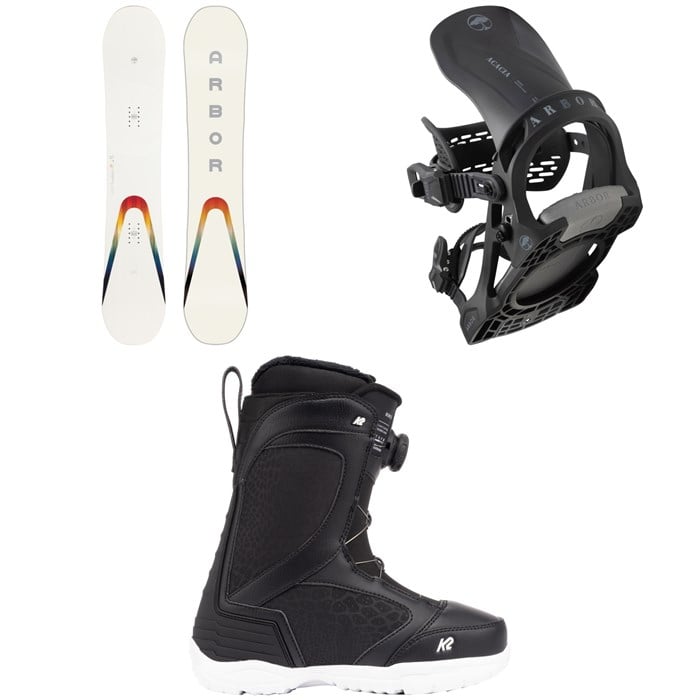 Arbor - Poparazzi Rocker Snowboard + Acacia Snowboard Bindings + K2 Benes Snowboard Boots - Women's 2023