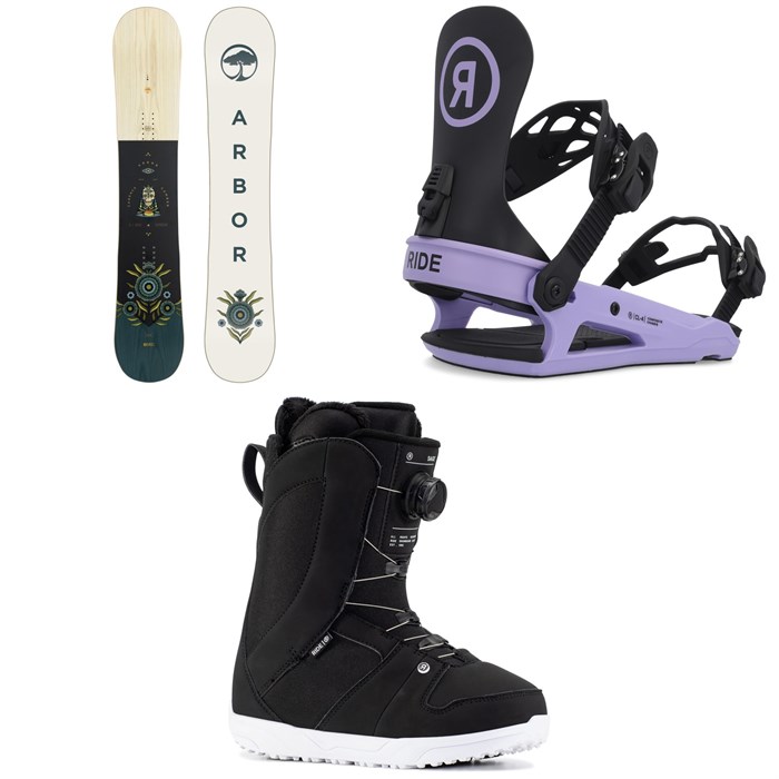 Arbor - Cadence Camber Snowboard + Ride CL-4 Snowboard Bindings + Ride Sage Snowboard Boots - Women's 2023
