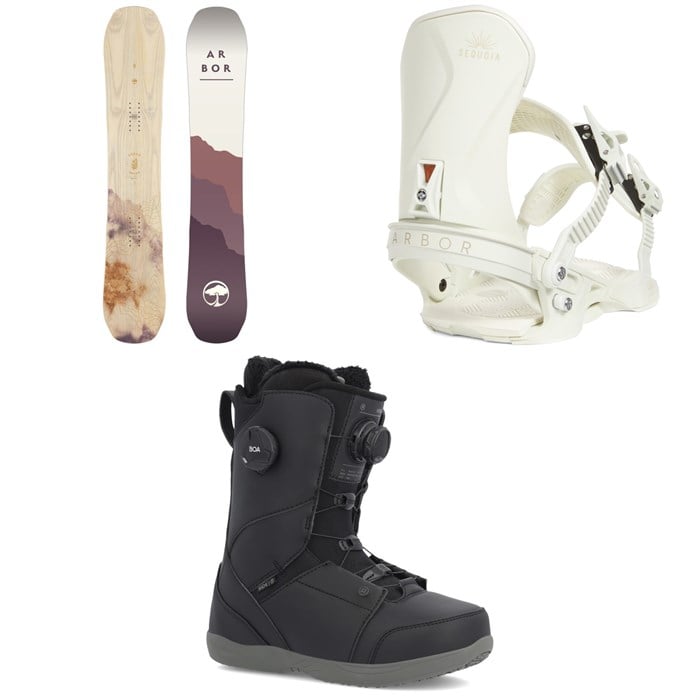 Arbor - Swoon Rocker Snowboard + Sequoia LTD Snowboard Bindings + Ride Hera Snowboard Boots - Women's 2023