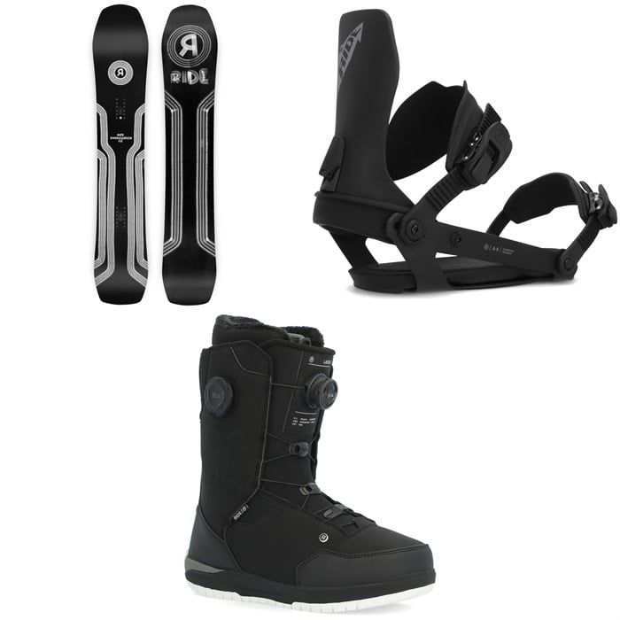 Ride - Smokescreen Snowboard + A-6 Snowboard Bindings + Lasso Boa Snowboard Boots 2024
