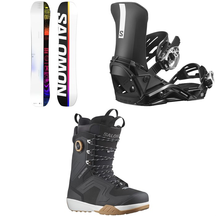 Salomon - Huck Knife Snowboard + District Snowboard Bindings + Dialogue Lace SJ Boa Snowboard Boots 2024
