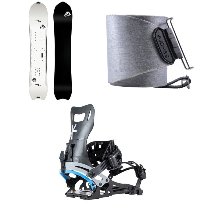 Jones - Ultralight Stratos Splitboard + Nomad Pro Quick Tension Tail Clip Splitboard Skins + Karakoram Nomad + Split Interface Splitboard Bindings 2025