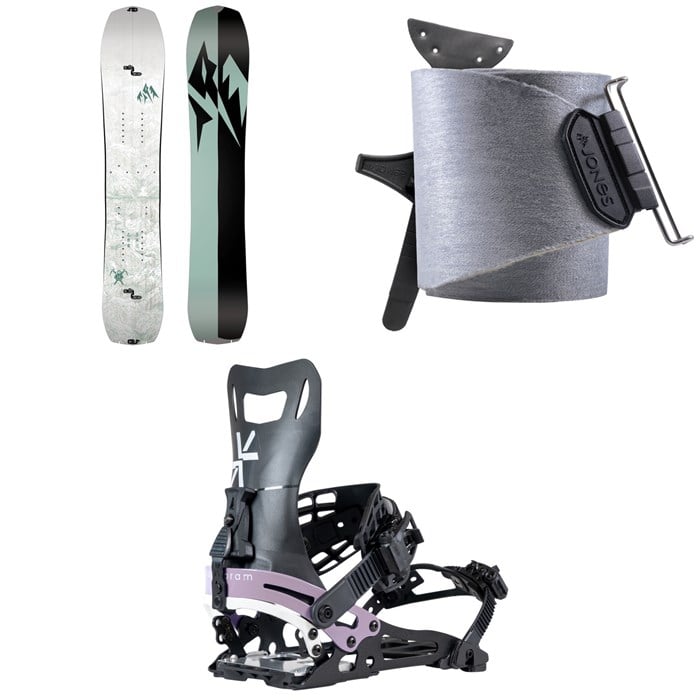 Jones - Solution Splitboard + Nomad Universal Tail Clip Splitboard Skins + Karakoram Nomad-W + Split Interface Splitboard Bindings - Women's 2025