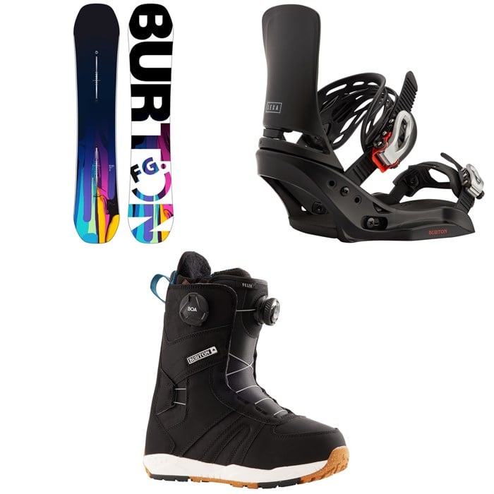 Burton - Feelgood Flying V Snowboard + Brton Lexa EST Snowboard Bindings + Felix Boa Snowboard Boots - Women's 2024
