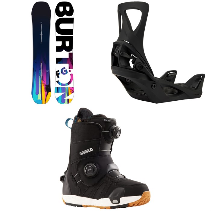 Burton - Feelgood Flying V Snowboard + Step On Snowboard Bindings + Felix Step On Snowboard Boots - Women's 2024