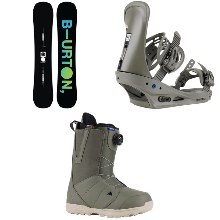 Burton - Instigator PurePop Camber Snowboard + Freestyle Snowboard Bindings + Moto Boa Snowboard Boots 2024