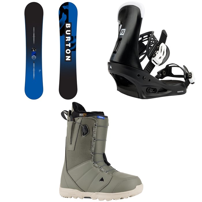 Burton - Ripcord Snowboard + Freestyle Snowboard Bindings + Moto Snowboard Boots 2024