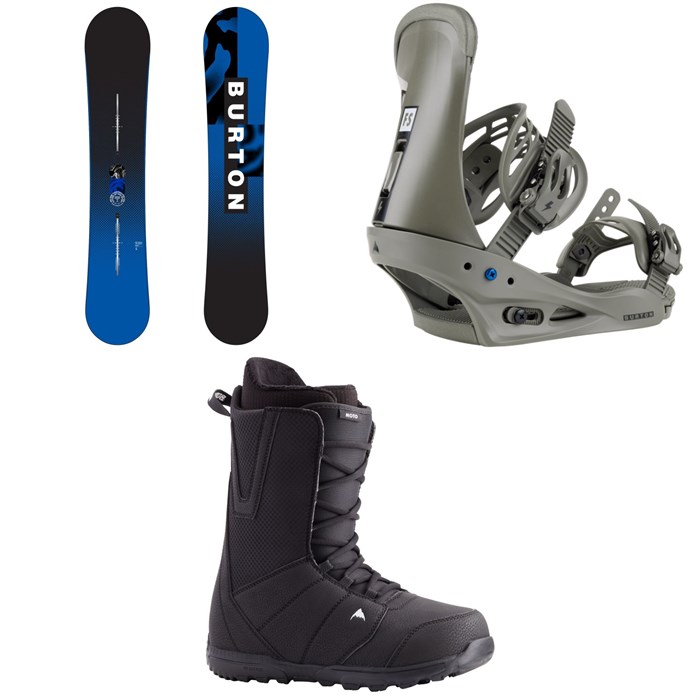 Burton - Ripcord Snowboard + Freestyle Snowboard Bindings + Moto Lace Snowboard Boots 2024