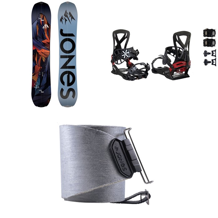 Jones - Frontier Splitboard + Karakoram PRIME Grizzly + Split Interface Splitboard Bindings + Nomad Quick Tension Tail Clip Splitboard Skins 2024