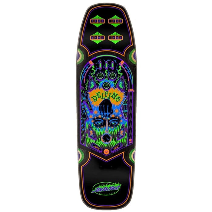 Santa Cruz Delfino Pinball Shaped 9.14 Skateboard Deck evo