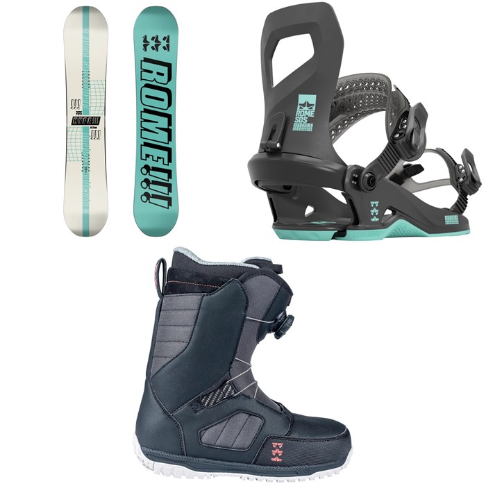 Rome - Hype Snowboard + Hydra Snowboard Bindings + Stomp Boa Snowboard Boots - Women's 2024