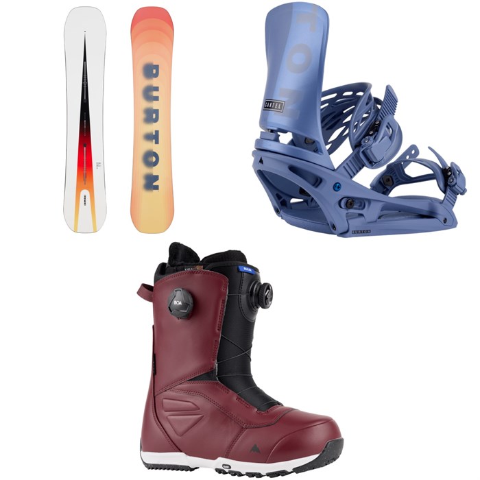 Burton - Custom Flying V Snowboard + Cartel EST Snowboard Bindings + Ruler Boa Snowboard Boots