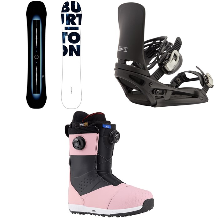 Burton - Custom X Flying V Snowboard + Cartel EST Snowboard Bindings + Ion Boa Snowboard Boots