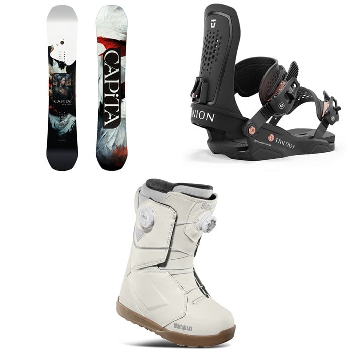 CAPiTA - Birds Of A Feather Snowboard + Union Trilogy Snowboard Bindings + thirtytwo Lashed Double Boa Snowboard Boots - Women's 2025