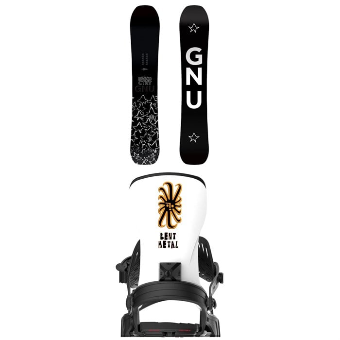 GNU - Banked Country C3 Snowboard + Bent Metal Axtion Snowboard Bindings 2025