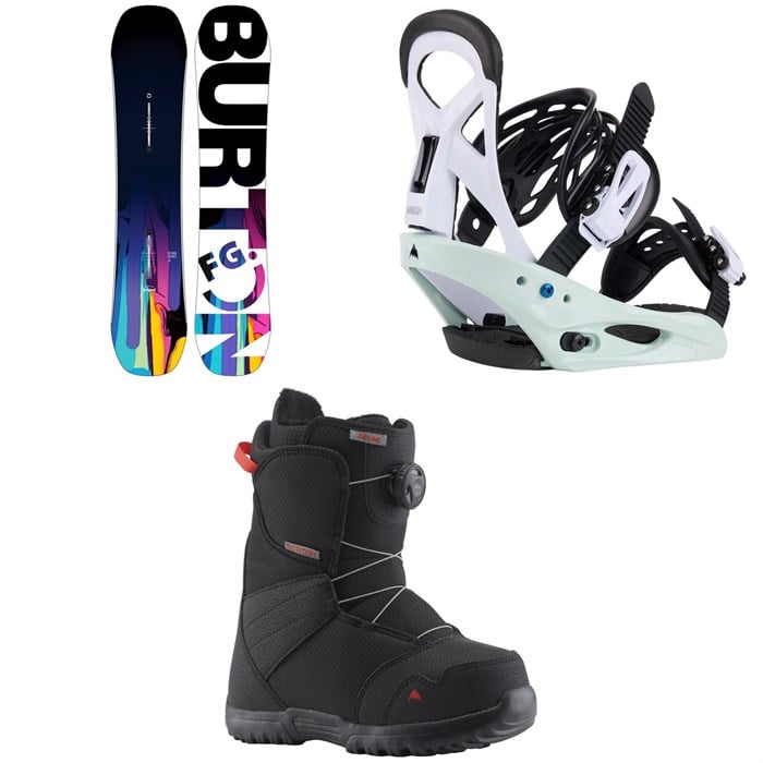 Burton - Feelgood Smalls Snowboard + Smalls Snowboard Bindings + Zipline Boa Snowboard Boots - Big Kids' 2024