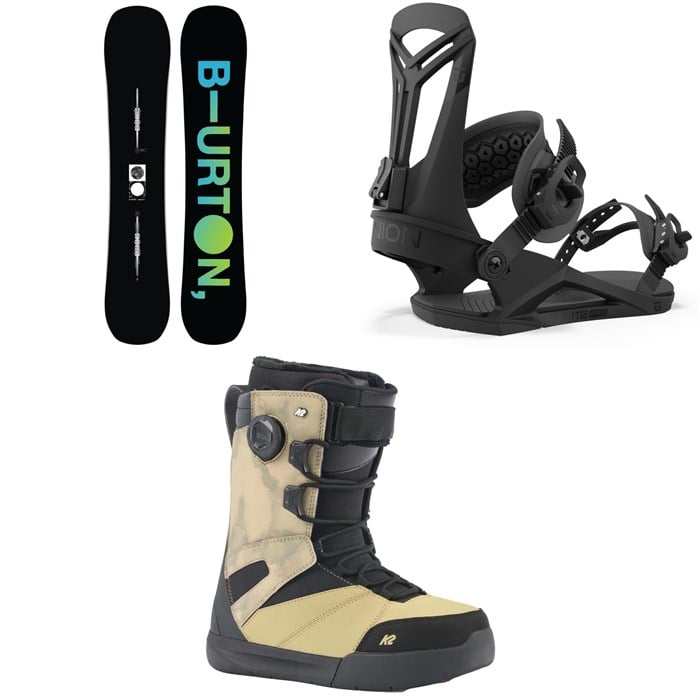 Burton - Instigator Flat Top Snowboard + Union Flite Pro Snowboard Bindings + K2 Overdraft Snowboard Boots 2024