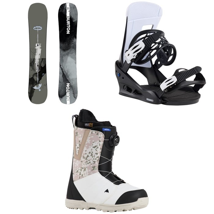 Burton - Instigator Flat Top Snowboard + Freestyle Snowboard Bindings + Moto Boa Snowboard Boots 2025