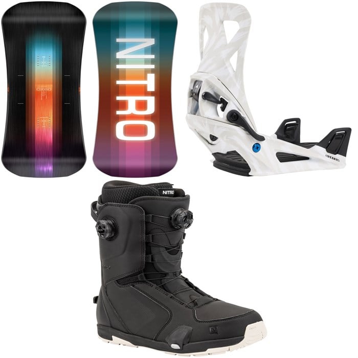 Nitro - Team Snowboard + Burton Step On Snowboard Bindings + Nitro Darkseid Step On Boa Snowboard Boots 2025