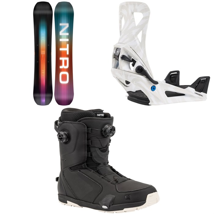 Nitro - Team Snowboard + Burton Step On Snowboard Bindings + Nitro Darkseid Step On Boa Snowboard Boots 2025