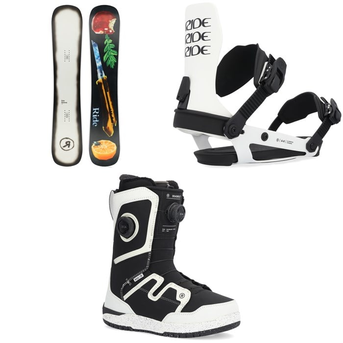 Ride - Burnout Snowboard + A-6 Snowboard Bindings + Deadbolt Zonal Snowboard Boots 2025