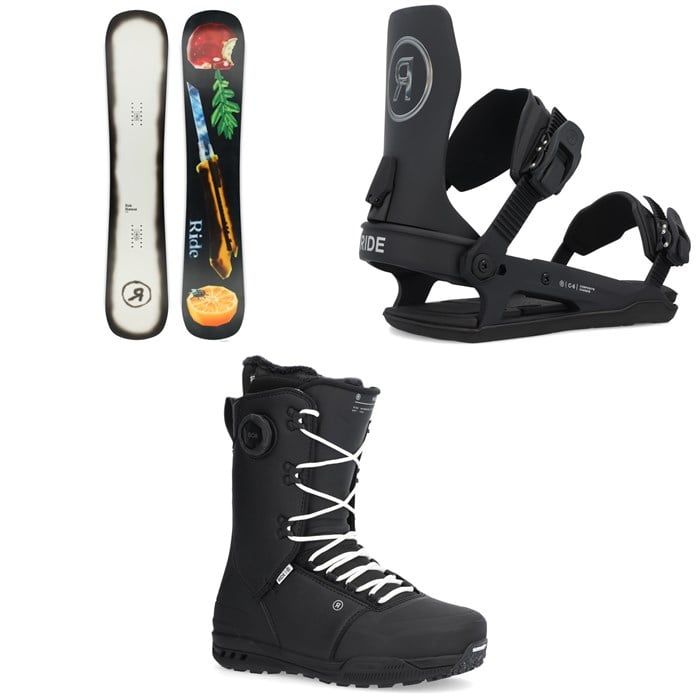 Ride - Burnout Snowboard + C-6 Snowboard Bindings + Fuse Snowboard Boots 2025