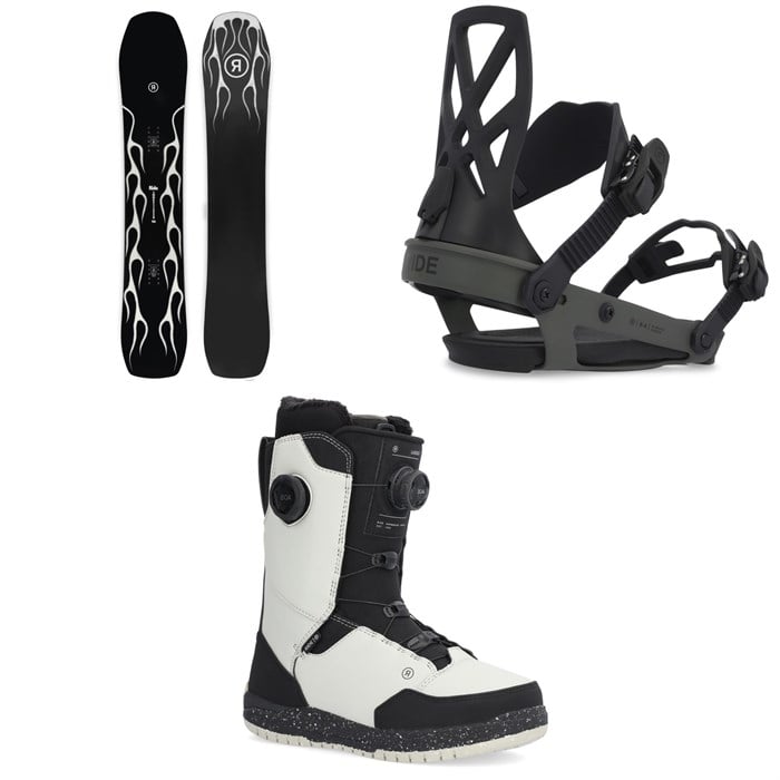 Ride - Smokescreen Snowboard + A-4 Snowboard Bindings + Lasso Boa Snowboard Boots 2025