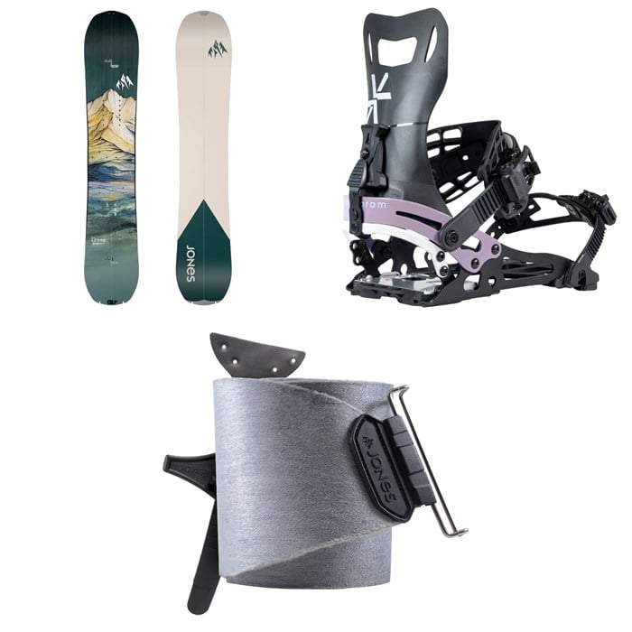 Jones - Jones Dream Weaver Splitboard + Karakoram Nomad-W + Split Interface Splitboard Bindings + Nomad Universal Tail Clip Splitboard Skins - Women's 2025