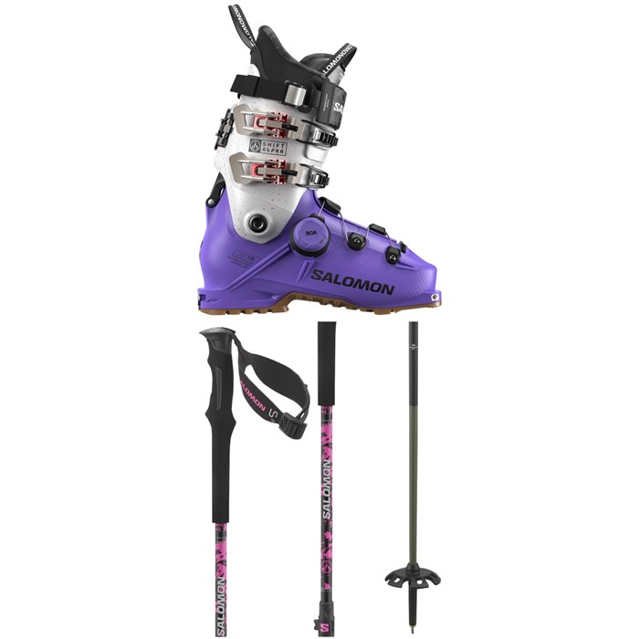 Salomon - Shift Alpha BOA 130 Alpine Touring Ski Boots + Salomon QST Carbon S3 Ski Poles 2025