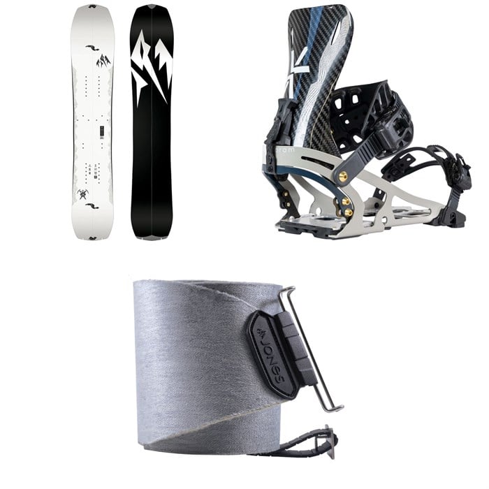 Jones - Ultralight Solution Splitboard + Karakoram X-Carbon + Split Interface Splitboard Bindings + Nomad Pro Universal Tail Clip Splitboard Skins 2025