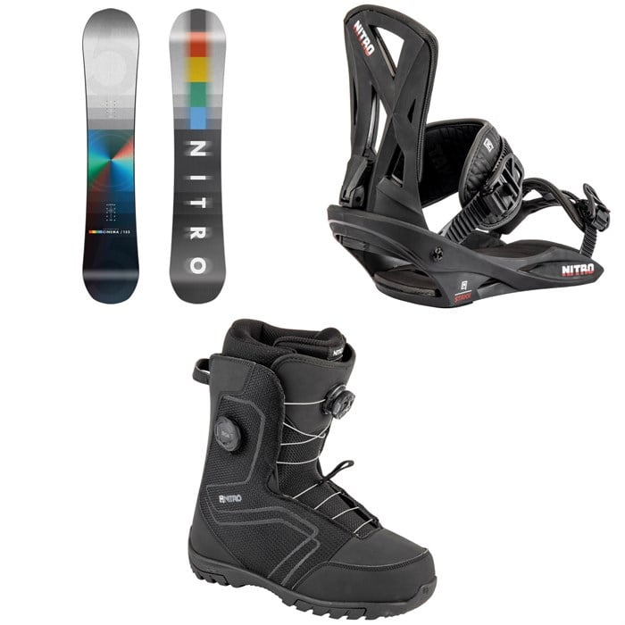 Nitro - Cinema Snowboard + Staxx Snowboard Bindings + Sentinel Boa Snowboard Boots 2025