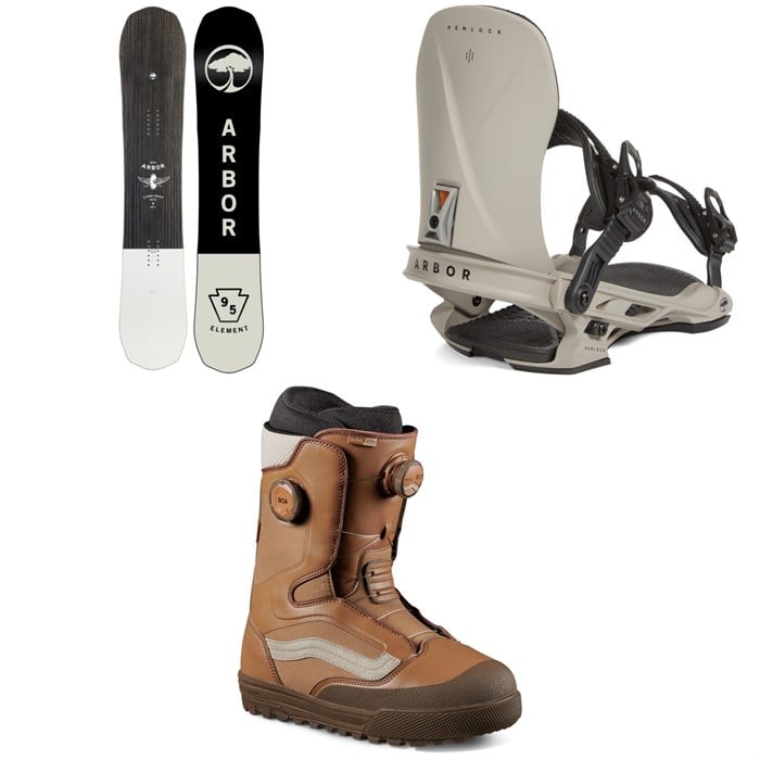 Arbor - Element Rocker Snowboard + Hemlock LTD Snowboard Bindings + Vans Aura Pro Snowboard Boots 2024