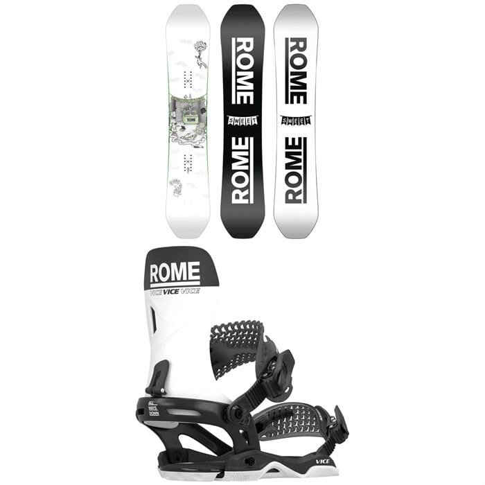 Rome - Party Mod Snowboard + Vice Snowboard Bindings 2025