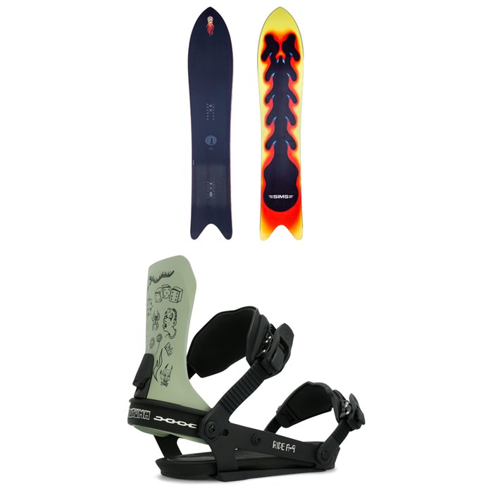 Sims - Solo Snowboard + Ride x Autumn A-9 Snowboard Bindings 2024