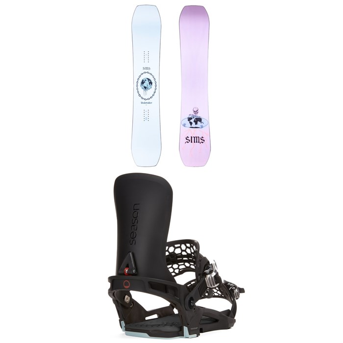Sims - Undertaker Snowboard + Season Universal Snowboard Bindings