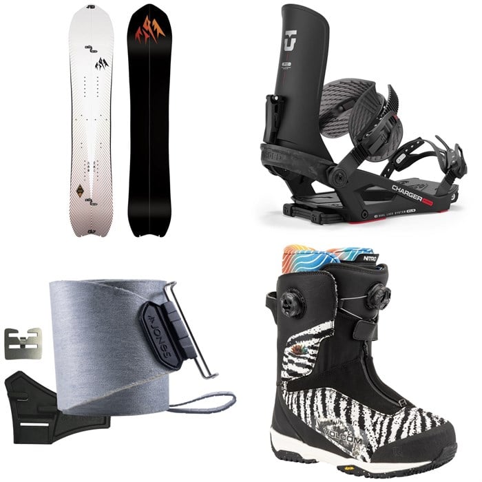 Jones - Stratos Splitboard + Union Charger Pro Splitboard Bindings + Nomad Quick Tension Trim-To-Fit Skins + Nitro Skylab Boa Boots 2025