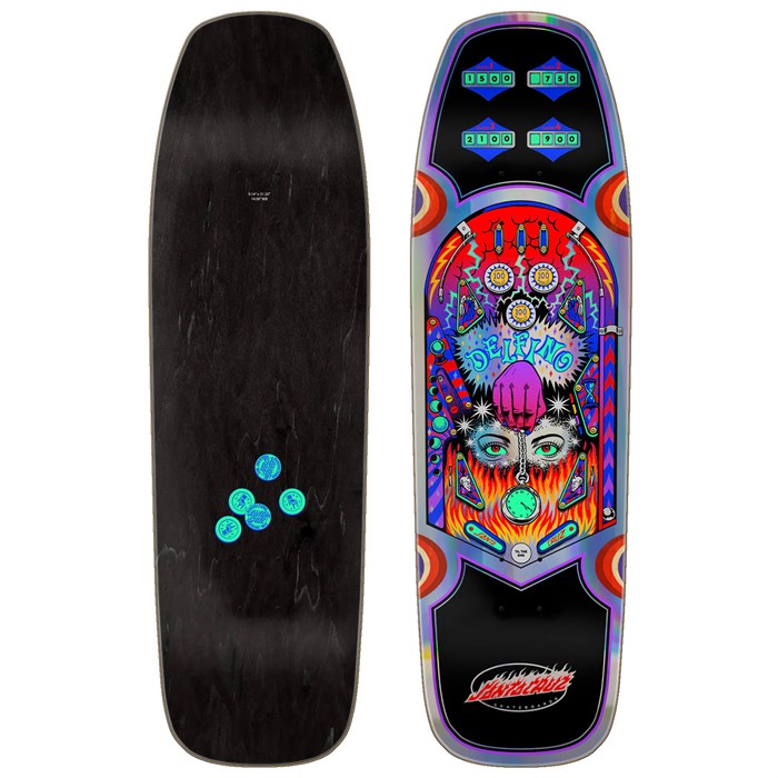Santa Cruz Skateboards - Delfino Pinball Pro Shaped 9.14 Skateboard Deck