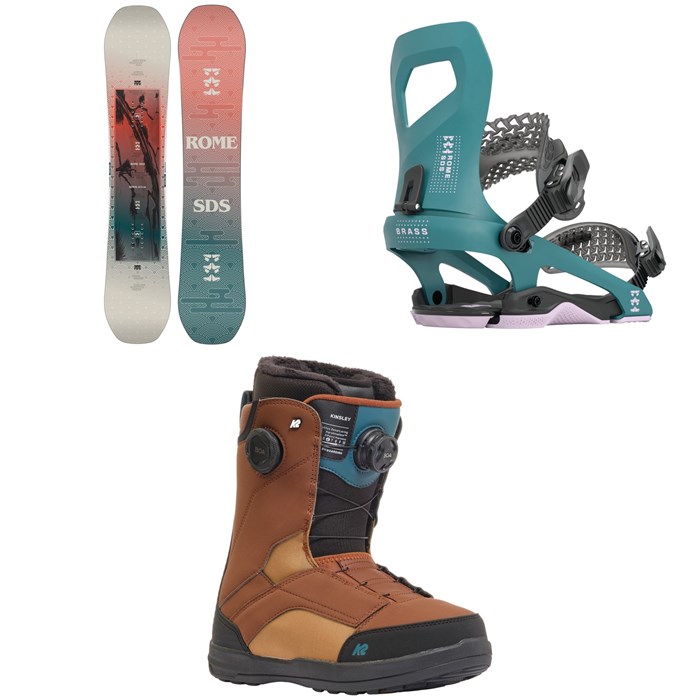 Rome - Royal Snowboard + Brass Snowboard Bindings + K2 Kinsley Snowboard Boots - Women's
