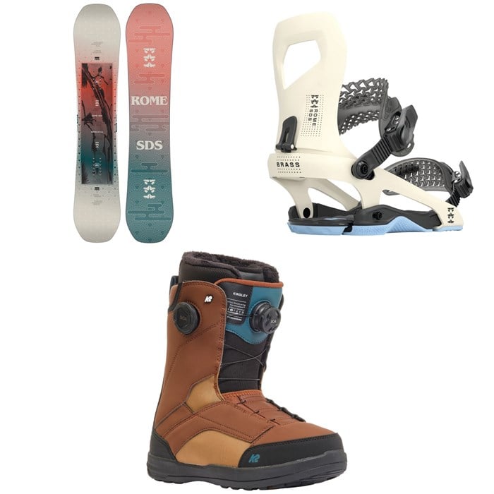 Rome - Rome Royal Snowboard + Brass Snowboard Bindings + K2 Kinsley Snowboard Boots - Women's
