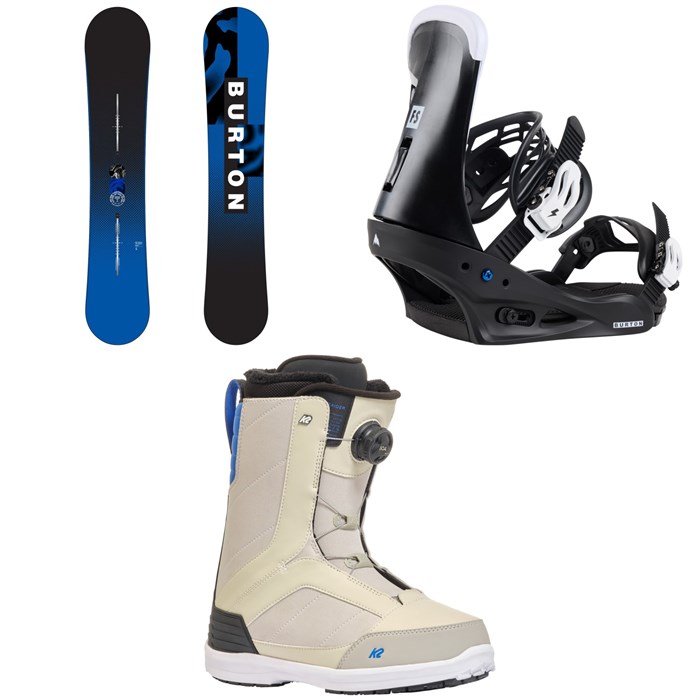 Burton - Ripcord Snowboard + Freestyle Snowboard Bindings + K2 Raider Snowboard Boots 2025
