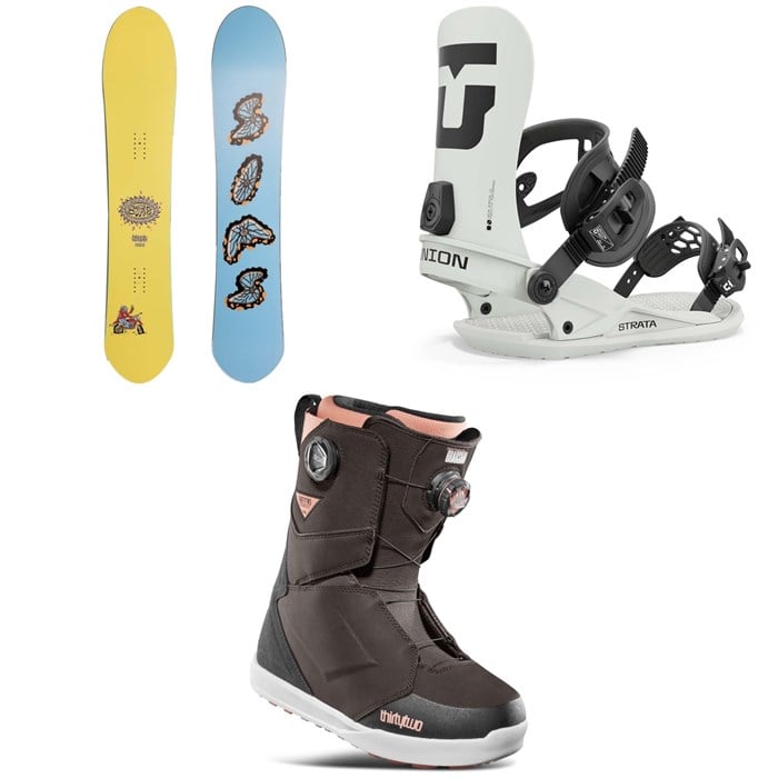 Sims - Nub Snowboard + Union Strata Snowboard Bindings + thirtytwo Lashed Double Boa Snowboard Boots