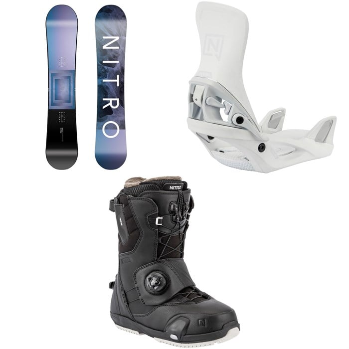 Nitro - Nitro Fate Snowboard + Step On Snowboard Bindings + Cave Step On TLS Snowboard Boots - Women's 2026